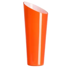 Orizzonte Oblique Orange And Milkwhite Glass Vase