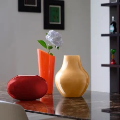 Orizzonte Oblique Orange And Milkwhite Glass Vase