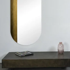 Orizzonte Oval Mirror decorated with Gold Troweled Resin