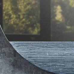 Orizzonte Oval Mirror decorated with Silver Troweled Resin #1