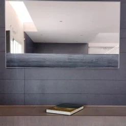 Orizzonte Rectangular Mirror Decorated with Silver Troweled Resin