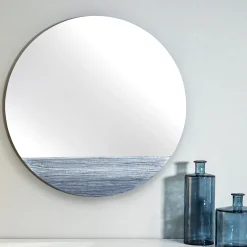 Orizzonte Tondo Mirror decorated with Silver Troweled Resin