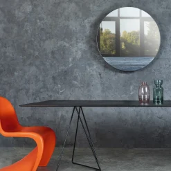 Orizzonte Tondo Mirror decorated with Silver Troweled Resin