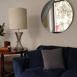 Orizzonte Tondo Mirror decorated with Silver Troweled Resin