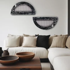 ORU Collection Black Marquinia Marble Half Circle Wall Decor