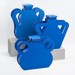 OTTO Majorelle Blue Limited Edition Leather angular handle Vase with Lid