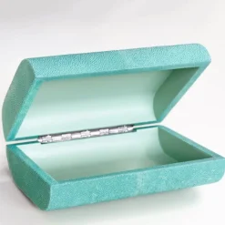 Oval-Sided Turquoise Galuchat Box