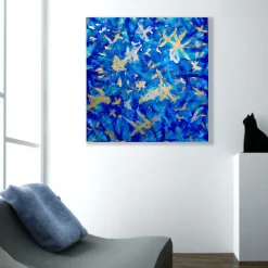 Over The Sea Acrylic Painting in Cobalt Blue