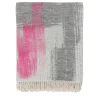 Painted Fringed Pink & Gray Blanket
