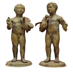 Pair of Cherubs Bronze Sculptures