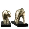 Pair of Large Panthers Bronze Sculptures
