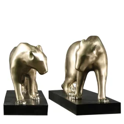 Pair of Large Panthers Bronze Sculptures