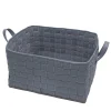 Palmarola Rectangular Knotted Gray Faux-Leather Laundry Basket