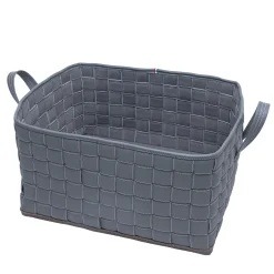 Palmarola Rectangular Knotted Gray Faux-Leather Laundry Basket