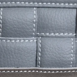 Palmarola Rectangular Knotted Gray Faux-Leather Laundry Basket