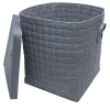 Palmarola Square Knotted Gray Faux-Leather Laundry Basket