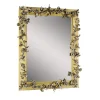 Palmira Rectangular Brass Wall Mirror with Bronze Flowers