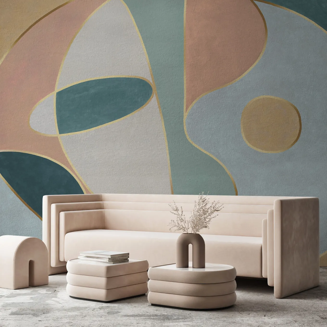 Pastel colors shapes on shapes textured wallpaper
