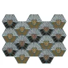 Peace&Love Hexagonal Ceramic Tile Composition with Floral Design