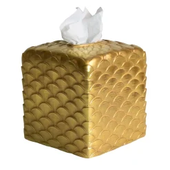 PEACOCK TISSUE BOX - GOLD