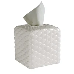 PEACOCK TISSUE BOX - WHITE