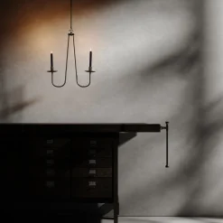 Penombra Double-Arm Dark Brass Ceiling Candelabrum