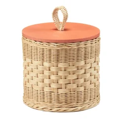 Perla Low Wicker Jar with Wood Lid