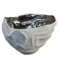 Perla Platinum Porcelain White Centerpiece Bowl