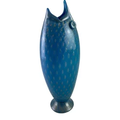 Pesce Zoomorphic Blue Glass Vase