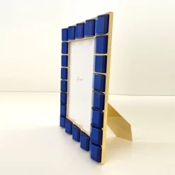 Photo Frame in 24K Gold-Plated Brass and Handmade Blue Crystal