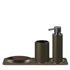 4-Piece Olive Leather Bathroom Set