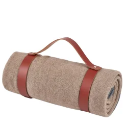 2-Piece Set of Taupe Cashmere Blanket & Burgundy Leather Belt