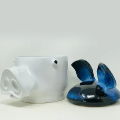 Pig Large Blue and White Container with Lid
