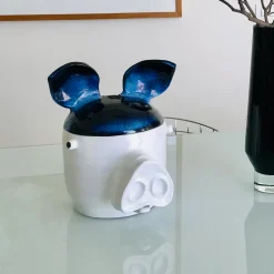 Pig Large Blue and White Container with Lid