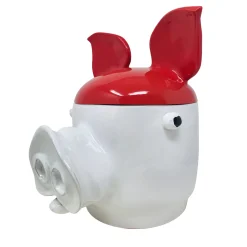 Pig Large Red and White Container with Lid