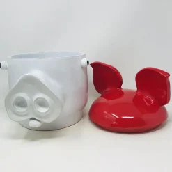 Pig Large Red and White Container with Lid