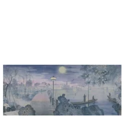 Pink & Blue Nihon Moon Cotton Wallcovering Fabric