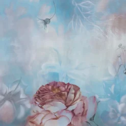 Pink & Light Blue Fleuraissance Cotton Wallcovering Fabric