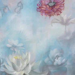 Pink & Light Blue Fleuraissance Cotton Wallcovering Fabric