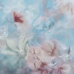 Pink & Light Blue Fleuraissance Cotton Wallcovering Fabric