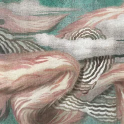 Pink & Light Blue L'Oiseau de Feu Cotton Wallcovering Fabric