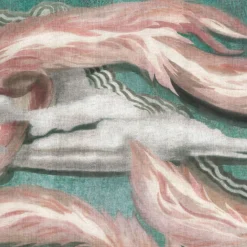 Pink & Light Blue L'Oiseau de Feu Cotton Wallcovering Fabric