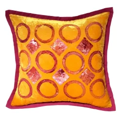 Pink Circles Square Velvet Cushion