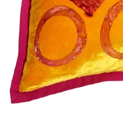 Pink Circles Square Velvet Cushion