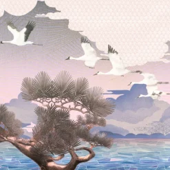 Pink Sea Breeze Polyester Wallcovering Fabric