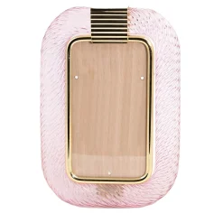 Pink Twisted Glass with Glossy Brass Structure Frame