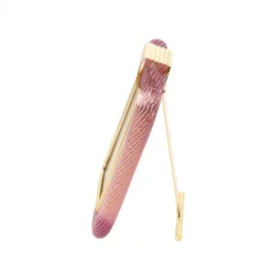 Pink Twisted Glass with Glossy Brass Structure Frame