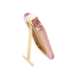 Pink Twisted Glass with Glossy Brass Structure Frame