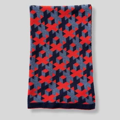Plaid Lana 01 Patterned Red & Gray Blanket by Giulio Iacchetti