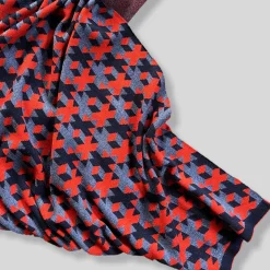 Plaid Lana 01 Patterned Red & Gray Blanket by Giulio Iacchetti